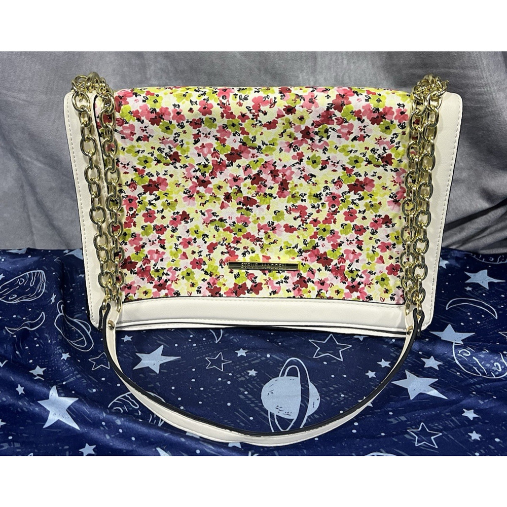 STEVE MADDEN white Floral Print Crossbody Breah Shoulder Flap Bag